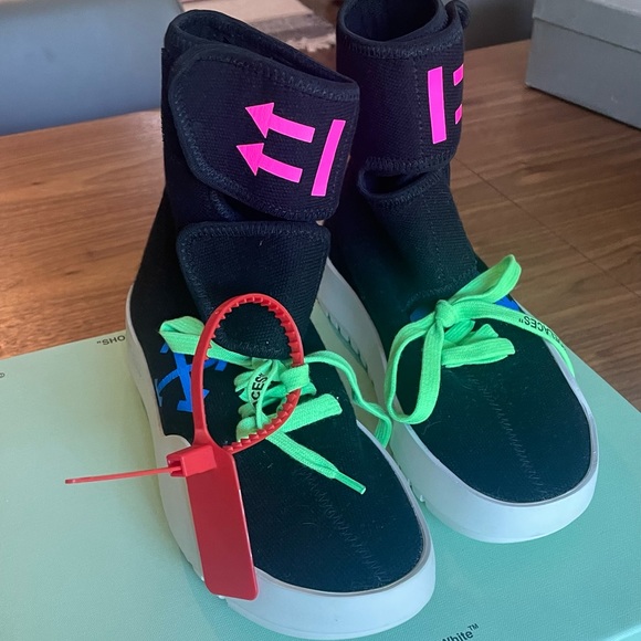 OFF-WHITE C/O VIRGIL ABLOH BLACK MOTO WRAP HIGH TOP SNEAKERS - Picture 8 of 11